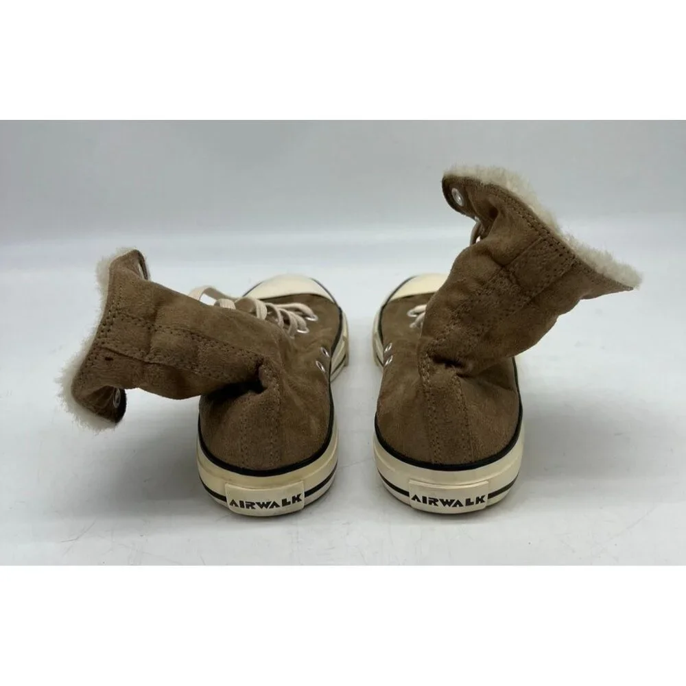 Airwalk Women's Suede & Faux Fur Lined High Top Sneakers Round Toe Size 10 Brown